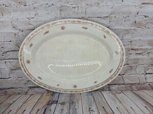 Antique Mercer Pottery Floral 15" Platter Crazing